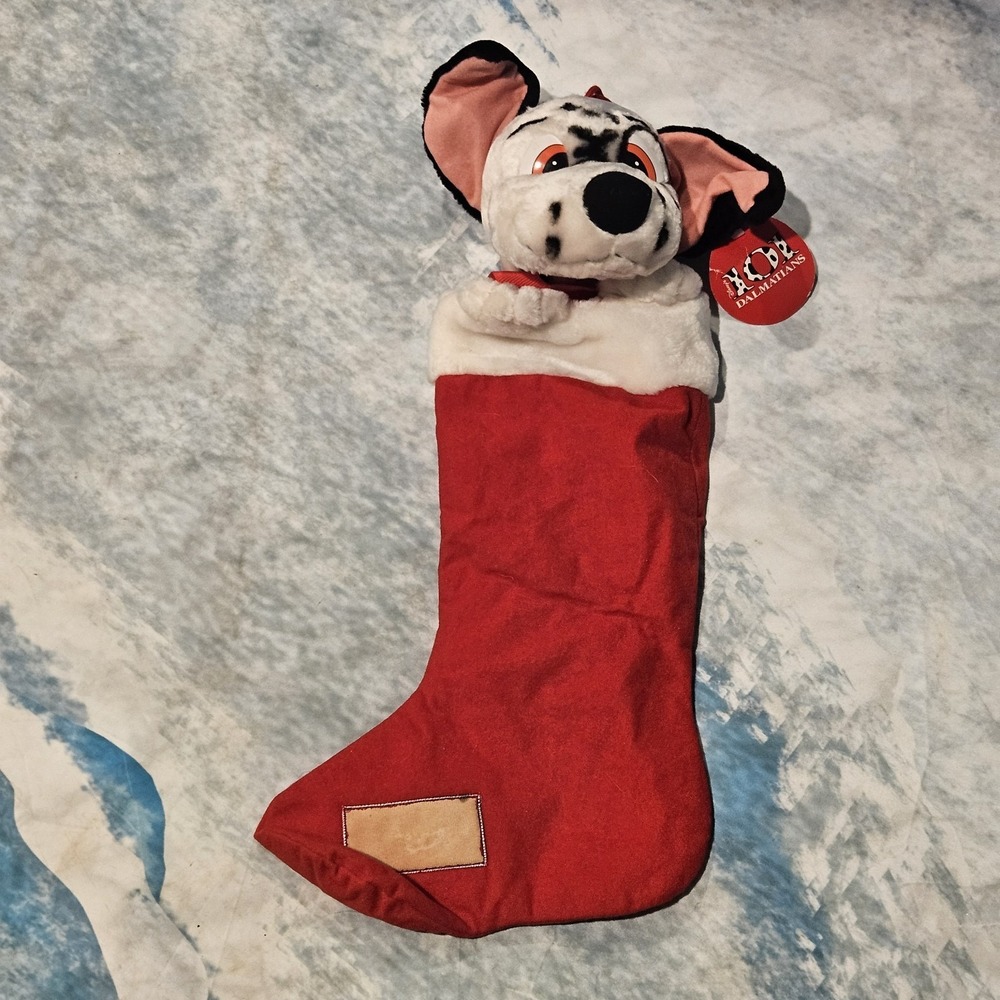 Vintage Disney 101 Dalmatians Plush Head Christmas Stocking Holiday Decor